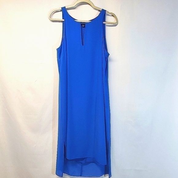 Trouve Blue Keyhole Sleeveless Midi Shift Dress - Picture 2 of 10